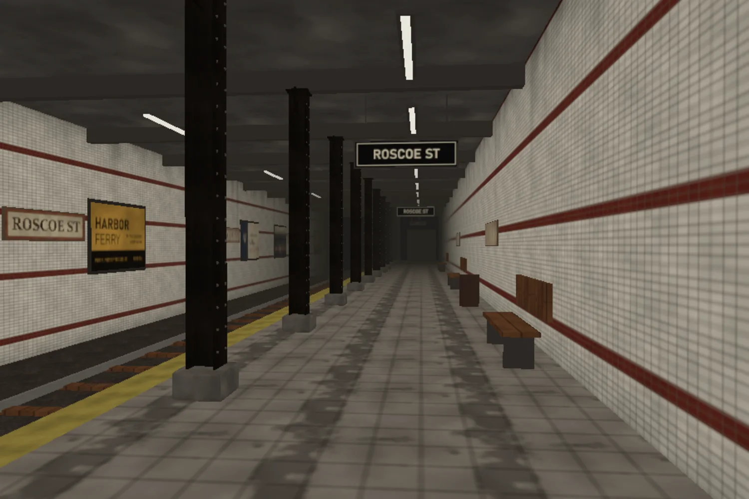 The same set as it looked before: baked light, flat textures